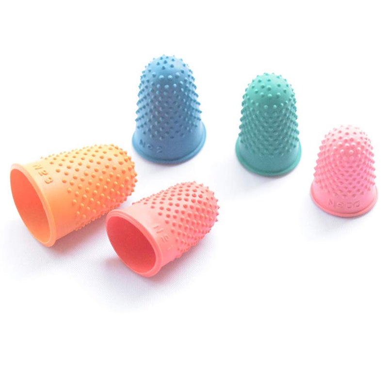 Shni Thimble 5Pcs Craft Finger Tip Sewing Counting Protector Quilter Needlework Cone Rubber(Pink) - Image 5